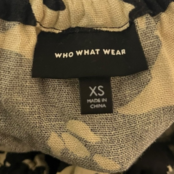 Who What Wear Cream Floral Women's XS Puff Elbow Sleeve Open Back Midi Dress - Picture 8 of 8